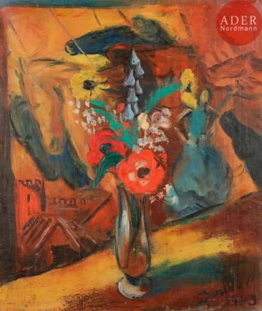 Jean BOUDAL (1914-?)
Fleurs sur fond de tapisserie
Huile sur toile.
Signée en bas à droite.
65 x 54 cm