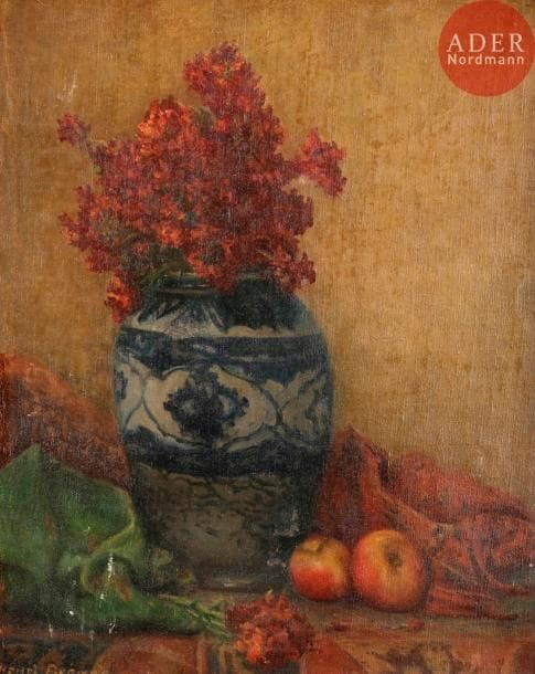 Henri-Georges BRÉARD (1873-c.1939)
Nature morte au vase de fleurs
Huile sur toile.
Signée en bas à gauche.
(Usures).
50 x 40 cm