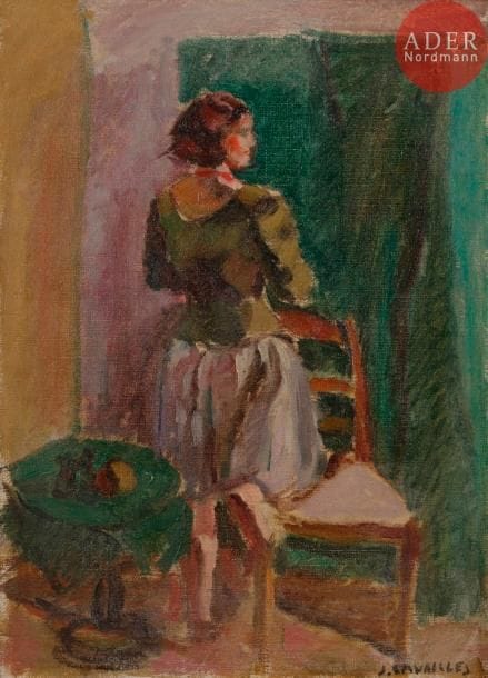 Jules CAVAILLÈS (1901-1977)
Femme de dos à la chaise
Huile sur toile.
Signée en bas à droite.
46 x 32 cm