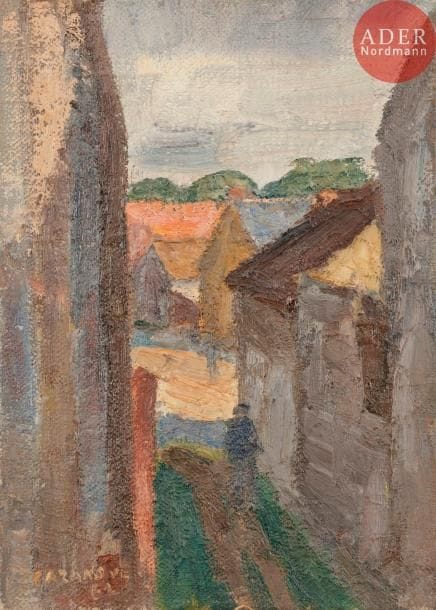 Raymond CAZANOVE (né en 1922)
Ruelle, 1960
Huile sur toile.
Signée et datée en bas à gauche.
33 x 24 cm