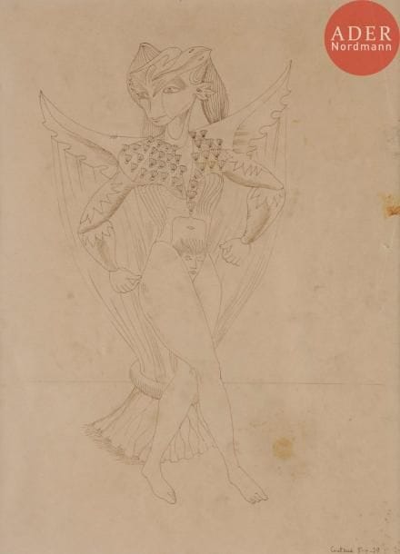 Lucien COUTAUD (1904-1977)
Femme Mante, 1939
Encre brune.
Signée et datée en bas à droite.
(Plis et petites déchirures).
31 x 22 cm