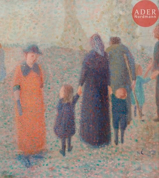 École POINTILLISTE
Promenade sur le port
Huile sur toile non montée.
Monogrammée G.L en bas à droite.
38.5 x 35 cm