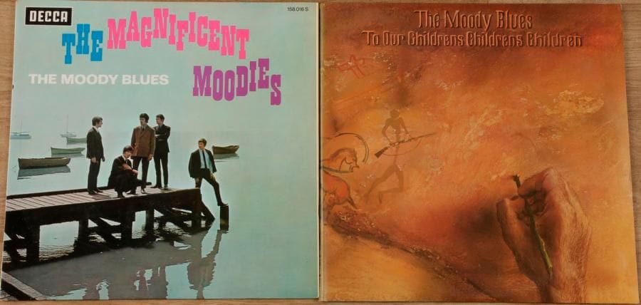 THE MOODY BLUES
« The Magnificent Moodies » Decca 158.026 France 1967 + « To Our Children’s Children’s Children » Threshold THS 1, France 1969 + « In Search Of The Lost Chord «  Deram SML 711 France 1968
