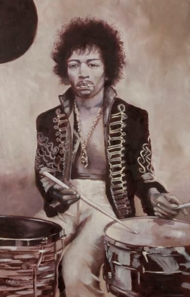 BARBARA DELAPLACE
JIMI HENDRIX Peinture à l’huile 92 x 60 cm - 36,2 x 23,6 inches