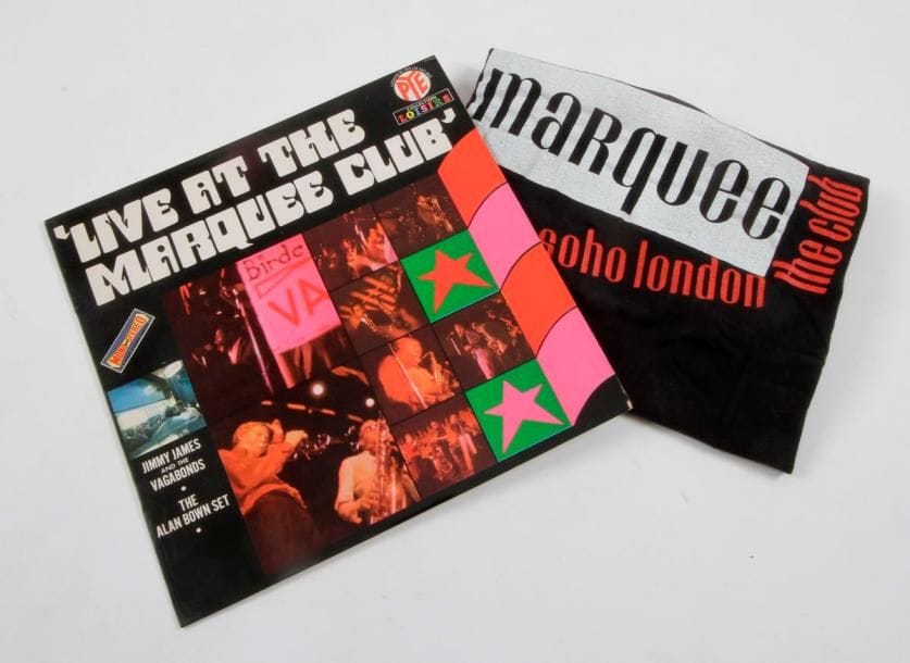 JIMMY JAMES / ALAN BOWN SET
« Live at the Marquee Club » Label Pye CLVLXPY 122 30, France 1966 - 31 x 31 cm - 12 x 12 inches + Tee-shirt