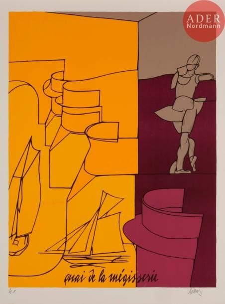 Valerio ADAMI [italien] (né en 1935)
Quai de la Mégisserie
Lithographie.
Signée et annotée HC.
81 x 61 cm