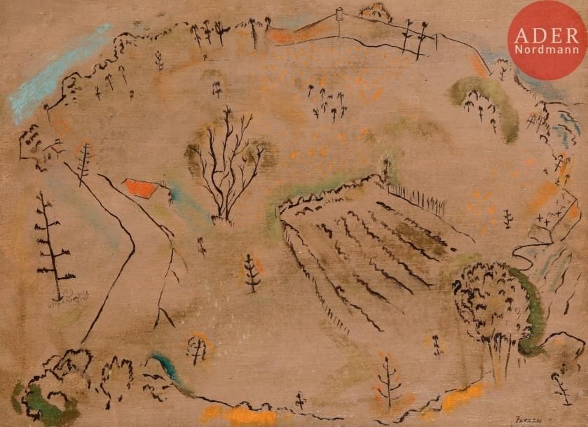 John Millard FERREN [américain] (1905-1970)
Paysage, 1931
Huile sur toile.
Signée et datée en bas à droite.
33 x 46 cm