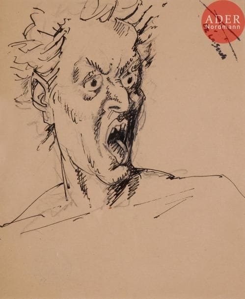 Ismaël de la SERNA [espagnol] (1897-1968)
Tête d’homme en colère
Dessin à l’encre et mine de plomb.
Porte le timbre de la signature de l’artiste en haut à droite.
24 x 20 cm