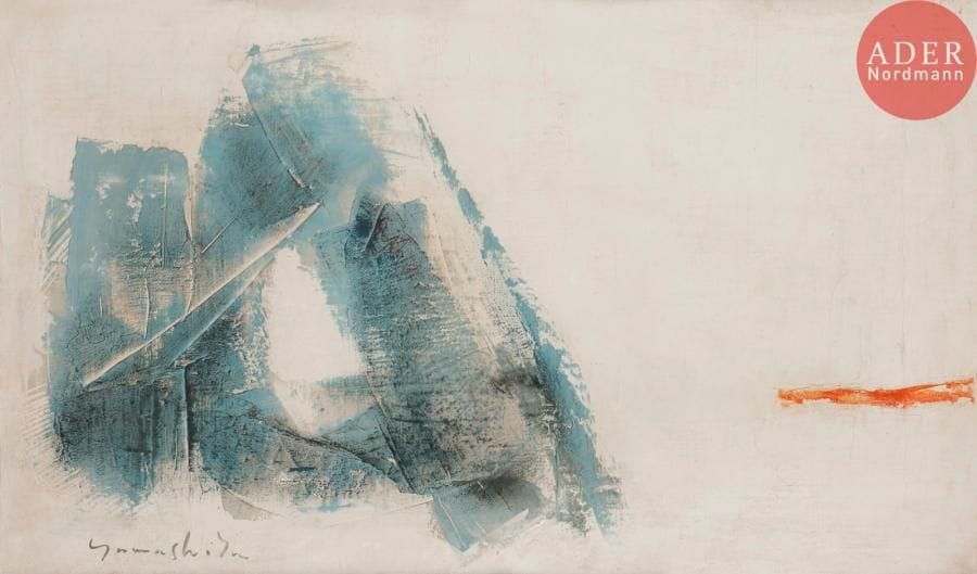 Noboru YAMASHITA (1903-1982)
Prayer, 1960
Huile sur toile.
Signée en bas à gauche.
Signée, datée et titrée au dos.
27 x 46 cm