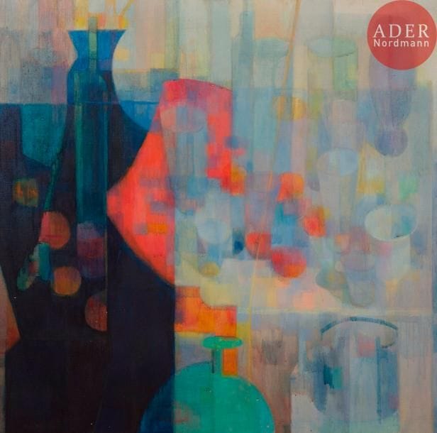 Daniel RAVEL (1915-2002)
Opposition
Huile sur toile.
Titrée au dos.
100 x 100 cm