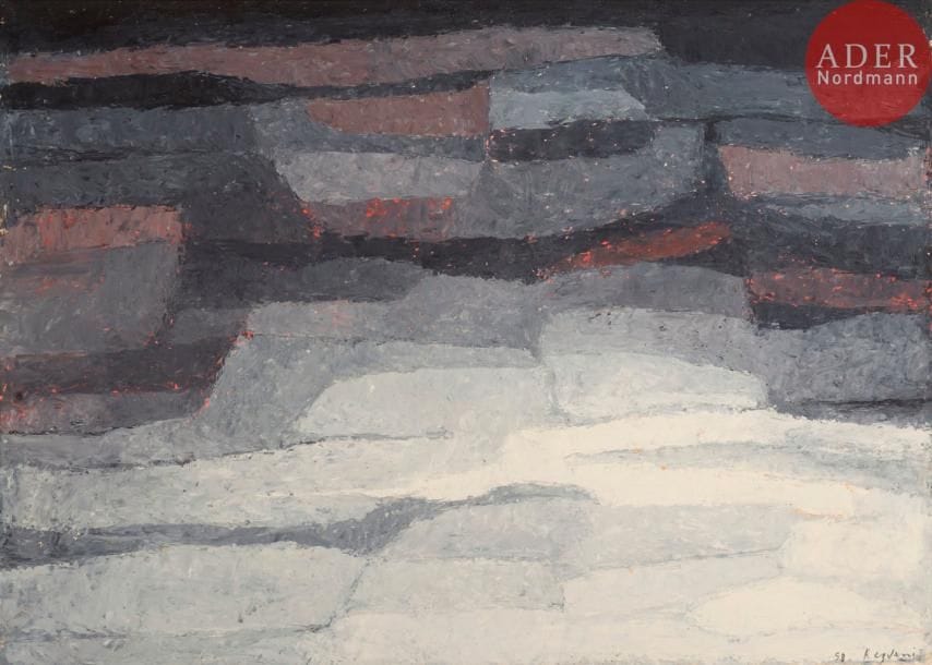 Serge REZVANI (né en 1928)
Paysage de neige, 1958
Huile sur toile.
Signée et datée en bas à droite.
64 x 88 cm