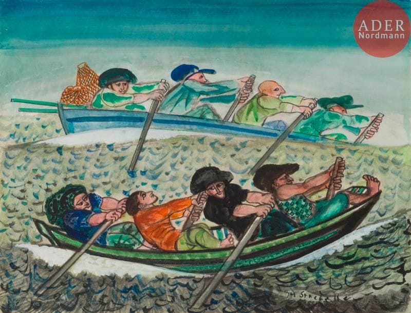 Jean-Marie STREBELLE [belge] (1916-1989)
Les Rameurs
Aquarelle.
Signée en bas à droite.
50 x 65 cm