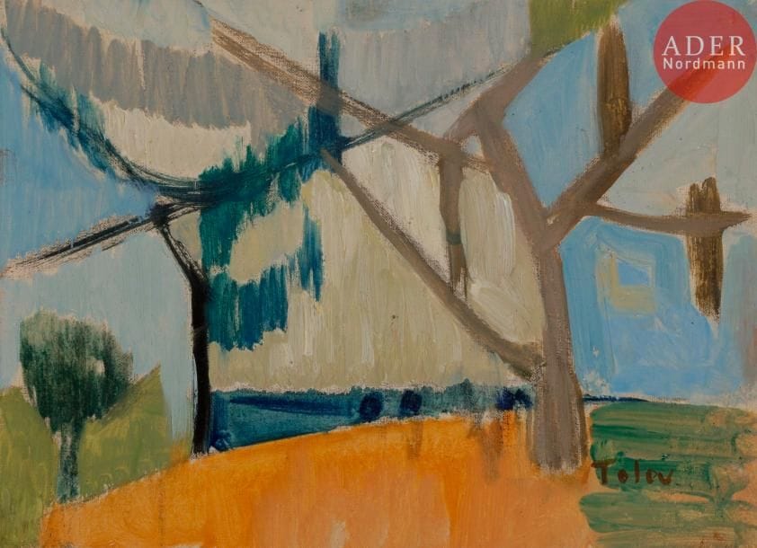 Jeanne Ravel dite TOLEV (1913-?)
Paysage
Huile sur toile.
Signée en bas à droite.
16 x 22 cm