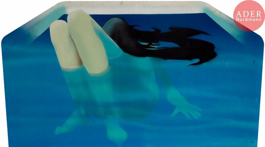 Alain DUFO (né en 1934)
Femme dans l’eau
Technique mixte sur toile.
Non signée.
(Taches).
81 x 141 cm