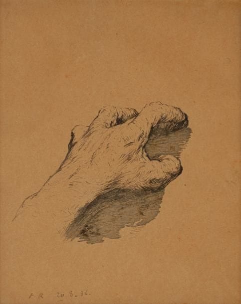 Théodule Augustin RIBOT (1823-1891)
Études de mains, 1886
Deux encres et lavis gris.
Monogrammés et datés.
13 x 13 cm et 17 x 14 cm