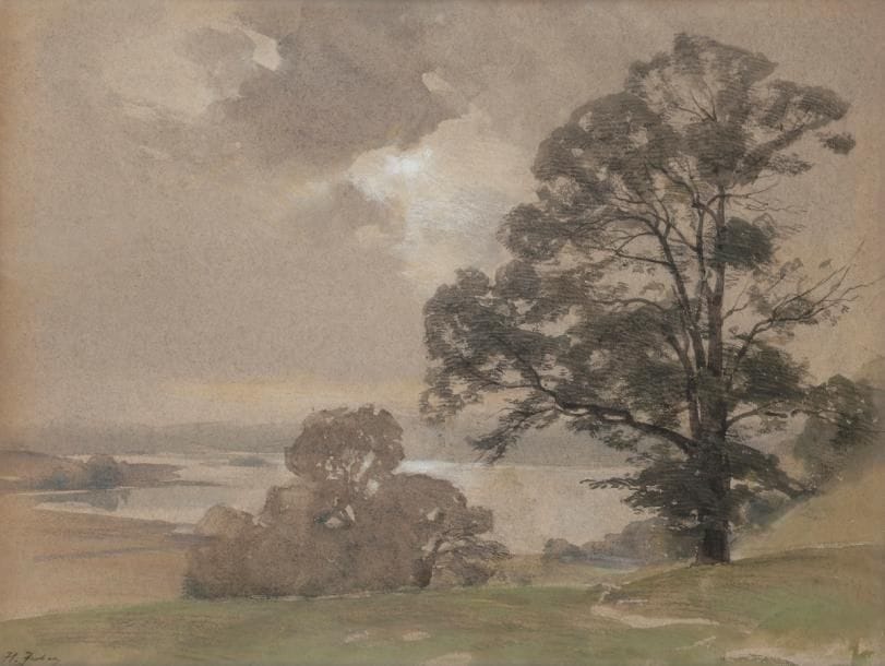 Henri ZUBER (1844-1909)
Bord de lac au grand arbre
Aquarelle.
Signée en bas à gauche.
37.5 x 48 cm