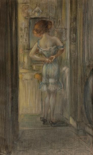 Louis ICART (1888-1950)
Femme à sa toilette
Pastel.
Signé en bas à droite.
46 x 28 cm