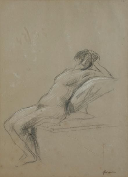 Jean-Louis FORAIN (1852-1931)
Nu assis
Fusain et pierre blanche.
Signé en bas à droite.
40 x 28.5 cm
