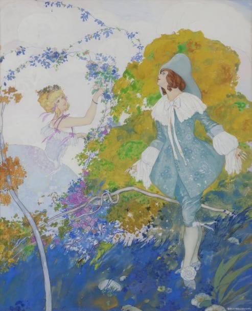 Umberto BRUNELLESCHI (1879-1949)
Scène galante
Encre et gouache sur traits de crayon.
Signée en bas à droite.
59 x 45 cm