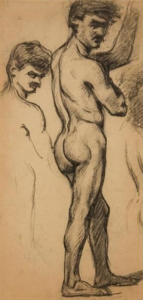 Paul CÉZANNE (1839-1906)
Étude de baigneur, vers 1865-70
Fusain.
48.5 x 23 cm

Provenance : 
- Vente Maître Maurice Rheims, Hôtel Drouot Salle 10-11, Paris, 12 décembre 1956, n°39, reproduit planche VI.
- Ancienne collection M.H. Galland, Paris. Acquis lors de cette dernière.
