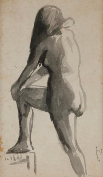 Felix VALLOTTON (1865-1925)
Femme nue de dos
Lavis.
Porte le timbre du monogramme en bas à droite.
(Rousseurs).
22 x 13 cm

Nous remercions Madame Marina Ducrey, Fondation Vallotton, d’avoir confirmé l’authenticité de cette œuvre. Un certificat à la charge de l’acheteur pourra être remis.