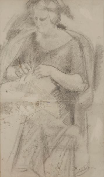 André LHOTE (1885-1962)
Femme à la couture
Crayon et estompe.
Signé en bas à droite.
(Papier découpé).
47 x 28 cm

Nous remercions Madame Bermann-Martin d’avoir confirmé l’authenticité de cette œuvre.