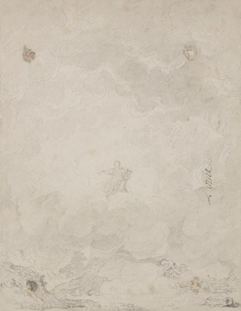 Jean Démosthène DUGOURC (1749-1825)
La Gloire d’Apollon pour «Alceste» de Gluck, création à l’Opéra royal de Stockholm, 1781
Crayon noir.
Annoté «Louis» à la plume sur la droite et dans le bas «Gloire d’apollon pour Alceste».
Dans un cadre ancien.
31 x 24 cm
Provenance : 
- Archives Tassinari&Chatel.
- Vente Dugourc, 18 mai 1988.