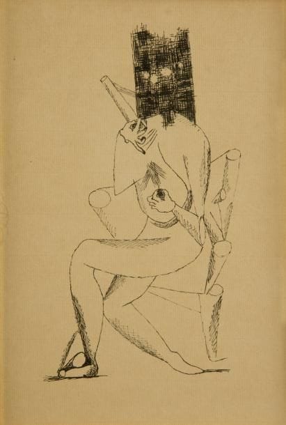 Georges PAPAZOFF (1894-1972)
Femme masquée à la guitare, vers 1925
Encre de chine.
Non signée.
28 x 19.5 cm