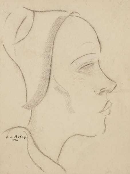 Pierre de BELAY (1890-1947)
Profil de bretonne, 1932
Fusain.
Signé et daté en bas à gauche.
27 x 20 cm