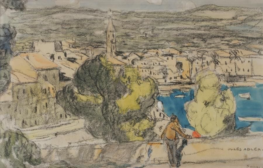 Jules ADLER (1865-1952)
Vue de Sanary
Fusain et aquarelle.
Signé et situé en bas à droite.
28.5 x 45 cm