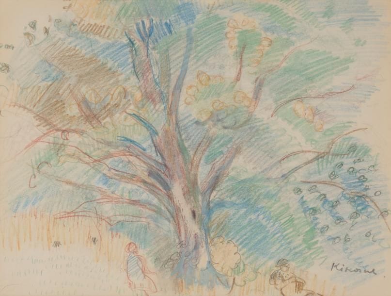 Michel KIKOINE (1892-1968)
Personnages sous les arbres, vers 1955?
Crayons de couleur.
Signé en bas à droite.
18.5 x 24.5 cm