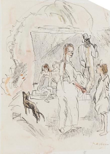 J. Pincas dit PASCIN (1885-1930)
Scène à Cuba
Encre, crayon et aquarelle.
Signé en bas à droite.
15.5 x 12 cm
Nous remercions le comité Pascin d’avoir confirmé l’authenticité de cette œuvre.