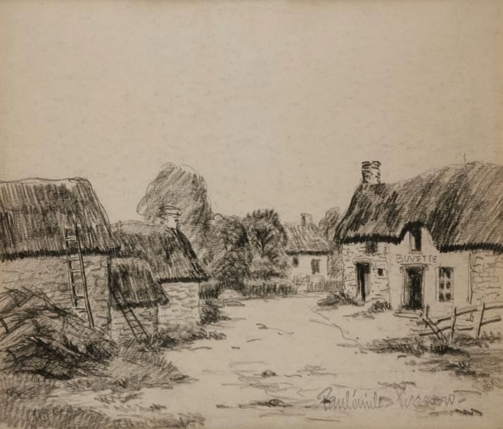 Paul-Émile PISSARRO (1884-1972)
La Buvette
Fusain.
Signé à l’encre en bas à droite.
24.5 x 31 cm