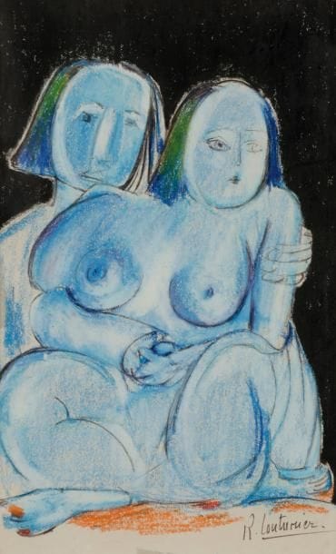 Robert COUTURIER (1905-2008)
Deux femmes
Pastel gras.
Signé en bas à droite.
20 x 12 cm