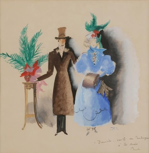 Paul COLIN (1892-1985)
Voilà du Printemps, vers 1946-48
Gouache.
Signée en bas à droite.
Dédicacée à « Danièle... voilà du Printemps. à toi André » (faisant référence à son ami André Daven).
40 x 40 cm