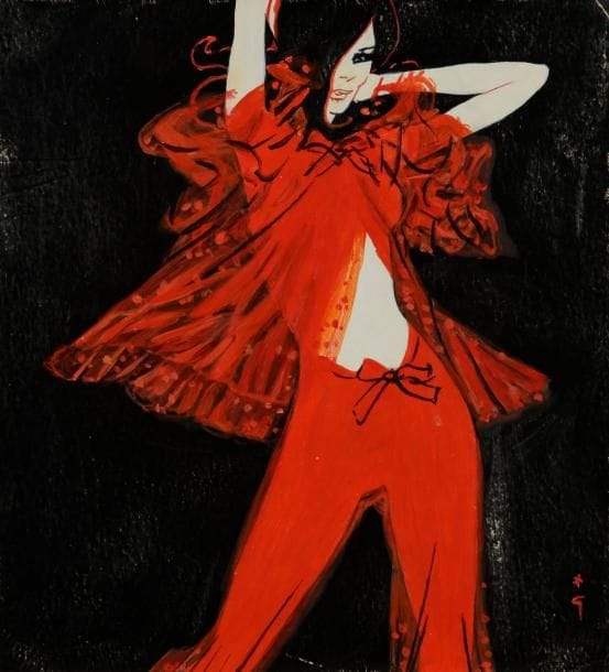 René GRUAU (1909-2004)
Femme à l’habit rouge
Gouache.
Monogrammée en bas à droite.
27 x 25 cm