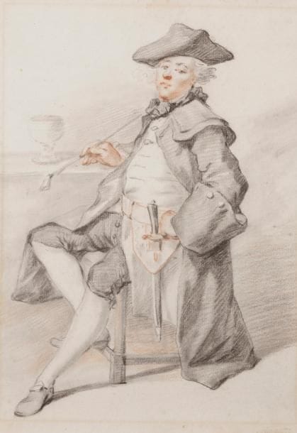 ÉCOLE FLAMANDE du XVIIIe siècle
Fumeur à la pipe
Sanguine, pierre noire, estompe.
30 x 21 cm