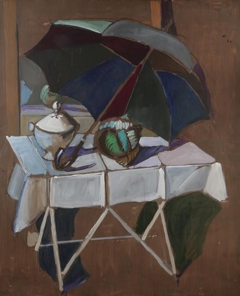 Jean HÉLION (1904-1987)
La Soupière au chou, 1980
Acrylique sur toile.
Monogrammée et datée en haut à droite.
Signée, datée et titrée au dos.
162 x 130 cm

Provenance :
- Galerie Karl Flinker, Paris.
- Galerie Poll, Berlin.
- Collection particulière, Saint-Jean Cap Ferrat.
- Par descendance.

Exposition :
Hélion ou l’Invention de l’Autre, 4 mars-24 avril 2000, Monaco, Salle du Quai Antoine 1er (étiquette au dos).

Bibliographie :
Henri- Claude Cousseau, Hélion, Paris, Éditions du Regard, 1992, reproduit p. 330.
 