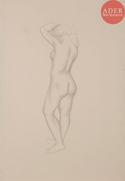 Aristide MAILLOL 
 Femme de dos, bras relevés à la tête. Pl. 9 pour L’Art d’aimer d’Ovide. 1935. Lithographie. 342 x 105. Guérin 315. Impression en sanguine. Très belle épreuve sur vergé de Montval. Rousseurs claires éparses. Toutes marges. Joint : même sujet. Très belle épreuve d’état sur vélin blanc fort, du 1er état (sur 2), avant le monogramme. Léger empoussiérage en tête. Petite salissures dans l’angle inférieur gauche. Toutes marges. Ens. 2 p.