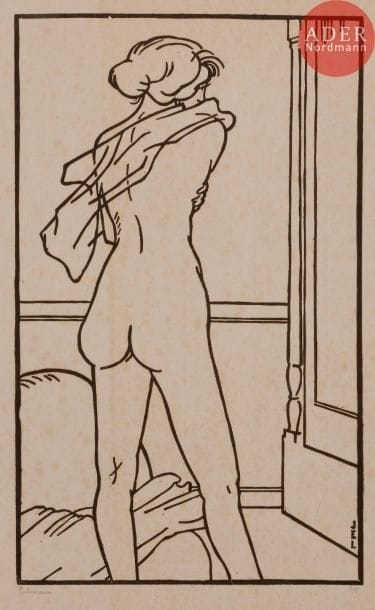 Jean-Emile LABOUREUR
Jean-Émile LABOUREUR
Une puce. 1913. Bois gravé. 247 x 148. Laboureur 689. Très belle épreuve sur japon vergé, signée et numérotée au crayon, puis titrée en pied à gauche. Rousseurs claires éparses. Toutes marges. Tirage à 41 épreuves.