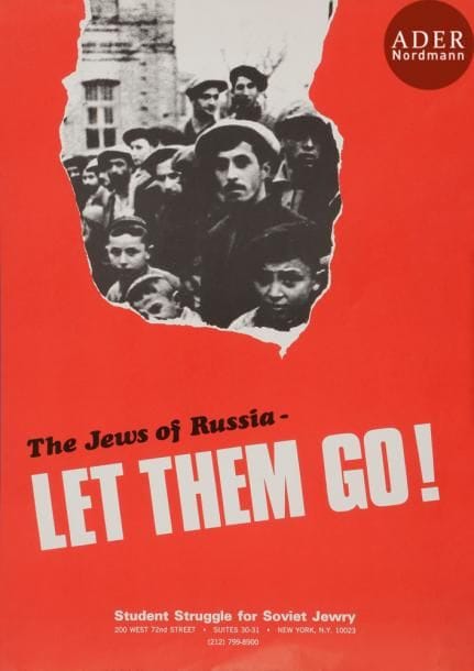 [AFFICHE EN FAVEUR DES JUIFS D’URSS]
The jews of russia Let them go
S.l.n.d.
Très bel état
69 x 49 cm

Mots clés : judaica, jewish, hebreu, hebrew, rabbin, synagogue, juif, juive, israélite, hebraica, judaism, torah, juden, sionism