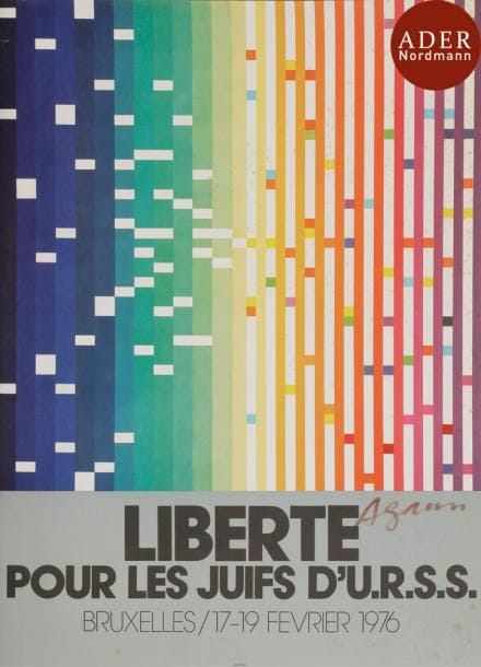 [AFFICHE EN FAVEUR DES JUIFS D’URSS]
Liberté pour les juifs d’U.R.S.S.
Affiche portant une composition de Yaacov AGAM et signée par lui en bas à droite.
Arte, Paris, s.d.
Légères rousseurs.
65 x44 cm

Mots clés : judaica, jewish, hebreu, hebrew, rabbin, synagogue, juif, juive, israélite, hebraica, judaism, torah, juden, sionism