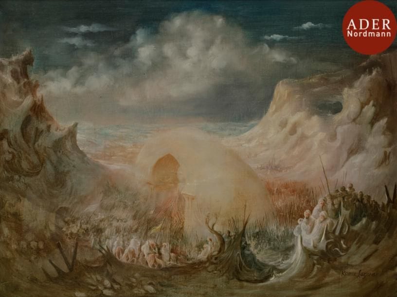Roman LAZAREV (né en 1938)
Moïse guidant le peuple juif
Huile sur toile.
Signée en bas à droite.
45 x 60 cm

Mots clés : judaica, jewish, hebreu, hebrew, rabbin, synagogue, juif, juive, israélite, hebraica, judaism, torah, juden, sionism