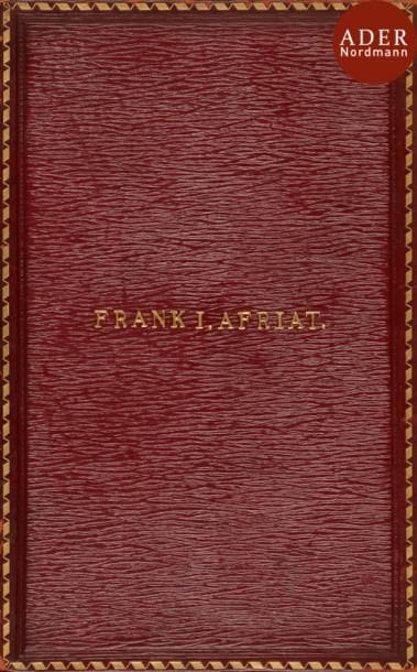 [PRIÈRES HÉBRAÏQUES]
The book of Prayer and order of Service according to the custom of the Spaanish and Portuguese Jews with an English translation. Humprhey Milford, Oxford University Press, London, 1901-1906.
5 volumes in-8, reliures demi-cuir identiques portant le nom du propriétaire au centre du premier plat Frank I. Afriat, tranches dorées.
Volume I : Daily and occasionnal prayers, 1901.
Volume II : The order of Service for the New Year, 1903.
Volume III : The order of Service for the Day of Atonement, 1904.
Volume IV : The order of Service for the Feast of Tabernacles, 1906.
Volume V : The order of Service for the Feast of Passover and the Feast of Weeks, 1906.
On joint :
- le volume I de la série précédente dans une reliure différente
- The holy Bible in hebrew and english to which are added the explanatory, critical, and grammatical vo of the Late David Levy, Vol I Genesis 1845 (2)
- The book of Prayer and order of Service according to the custom of the Spanish and Portuguese Jews with an English translation.Henry Frowde, Oxford University Press, London, 1901
- The Student Prayer Book, a new Interlineary translation of the daily, sabbathand festivals prayers by Rev. A.p. Mendes, London, p. Vallentine, 187A.

Mots clés : judaica, jewish, hebreu, hebrew, rabbin, synagogue, juif, juive, israélite, hebraica, judaism, torah, juden, sionism
