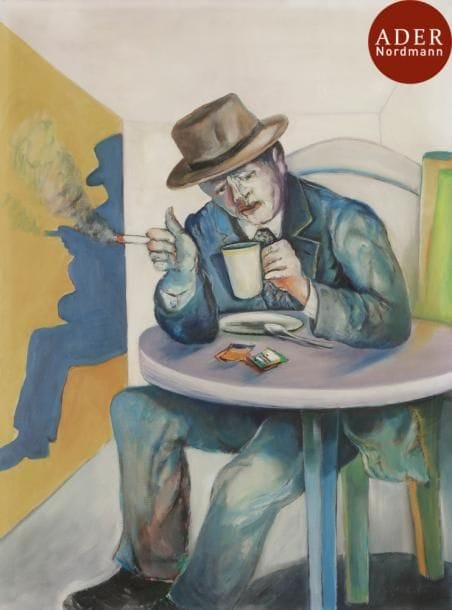 Shaoul SMIRA (né en 1939)
Café au lait
Huile sur toile.
Signée en bas à droite
Légendée «Caffé au lai 1975»(sic) au dos de la toile.
100 x 75 cm

Mots clés : judaica, jewish, hebreu, hebrew, rabbin, synagogue, juif, juive, israélite, hebraica, judaism, torah, juden, sionism
