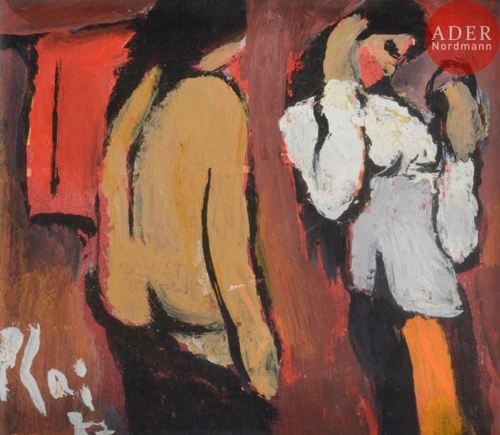 Xuan Phai BUI [vietnamien] (1920-1988)
Femmes s’apprêtant, 1987
Huile sur carton.
Signée en bas à droite.
14 x 16 cm

Provenance : 
Ancienne collection Christian Duc.