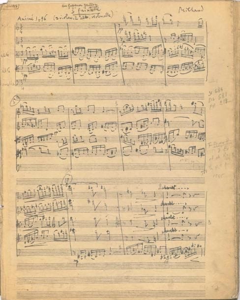 Darius MILHAUD. 4 reproductions de manuscrits, 1951-1957, ayant servi pour la gravure des éditions chez Heugel. 
   Troisième Symphonie (1946), reproduction du manuscrit de la partition d’orchestre ayant servi pour l’édition (Heugel, 1951 ; 132 pages grand in-fol.). – 3e Quintette (1953 ; 30 pages in-fol.). – Deuxième Concerto pour alto et orchestre, réduction pour alto et piano (1955 ; cahier de 32 pages in-fol. plus titre). – Concerto pour hautbois et orchestre (réduction de l’orchestre) (1957 ; cahier de 19 pages in-fol.). On joint un manuscrit de copiste de la Liturgie comtadine (1933) ayant servi pour la gravure (7 pages in-fol.).