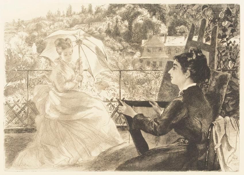 Félix Bracquemond (1833-1914) 
Sujets divers (Zacharie Astruc ; Portrait de Legros ; Vue du Pont des Saints-Pères ; La Terrasse de la villa Brancas). Eau-forte. Formats divers. Très belles épreuves sur différents papiers, 2 en tirage de L’Art. Toutes marges. Ens. 4  p.