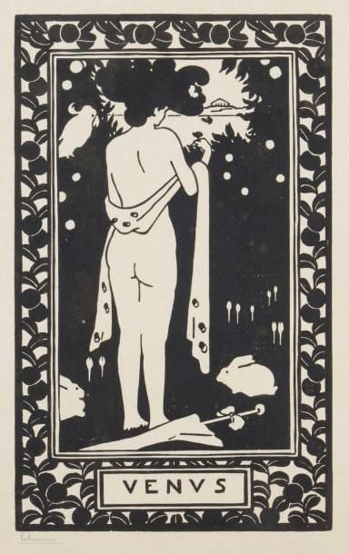 Jean-Émile Laboureur (1877-1943) 
Vénus. 1906. Bois gravé. 154 x 254. Laboureur 625. Parfaite épreuve sur japon, signée et numérotée au crayon. Toutes marges non ébarbées. Tirage total 12 épreuves (malgré les 40 annoncées).