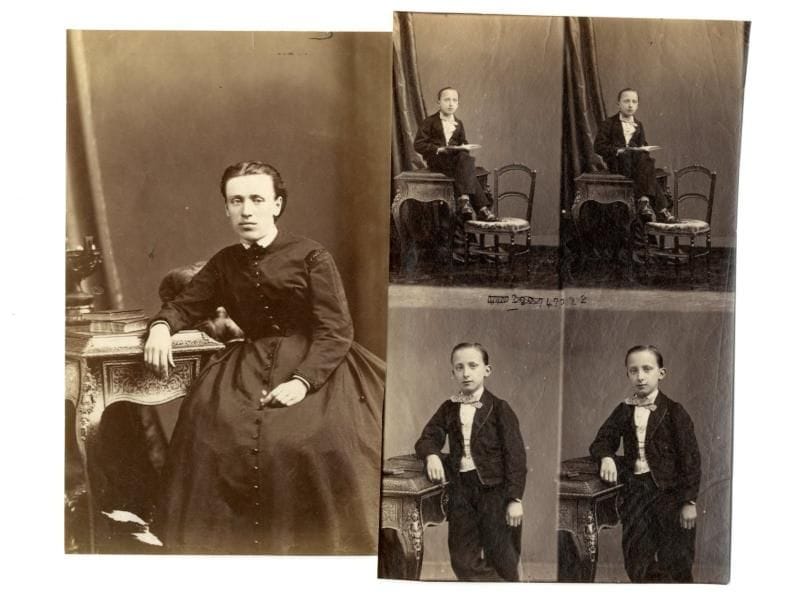 Eugène Disdéri (1819-1889)

Anette la bonne de Monsieur Disdéri et quatre portraits d'enfant, c. 1860. 

Deux (2) épreuves sur papier albuminé au format carte de visite et carte cabinet. Nombreuses annotations manuscrites à la mine de plomb aux versos. 

19,2 x 12,5 et 18,5 x 11 cm 